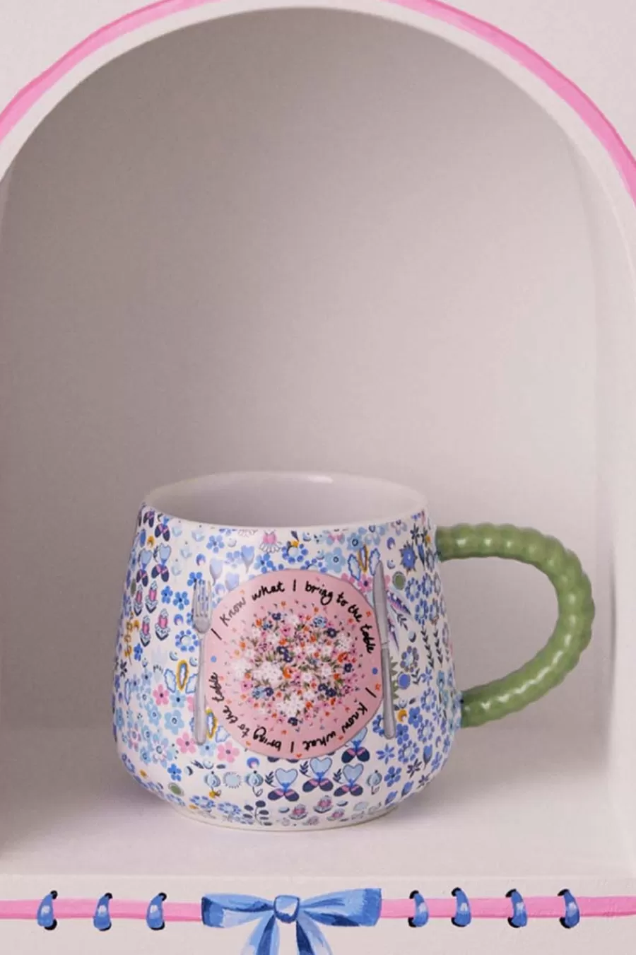 Cath Kidston AFFINITY DITSY TWISTED HANDLE BILLIE MUG Blue New