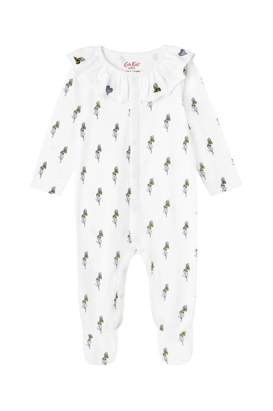 Cath Kidston Bee & Heart Frill Collar Sleepsuit (0-24 Months) Cream Best