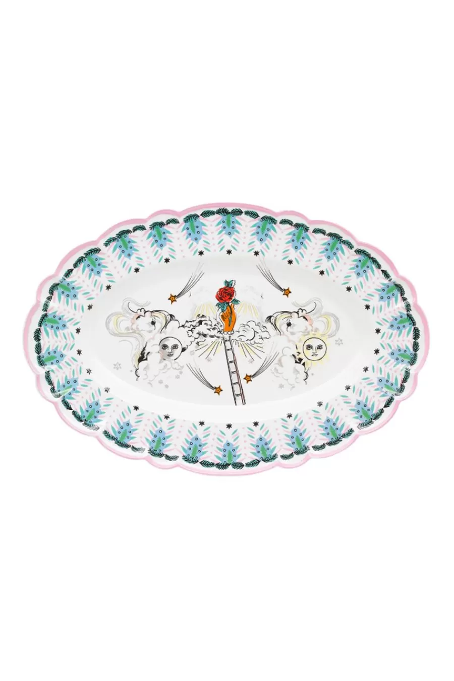 Cath Kidston Celestial Oval Scallop Serving Platter Pink Flash Sale