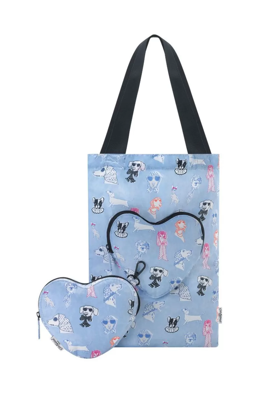 Cath Kidston Glamorous Dogs Foldaway Heart Tote Blue Clearance