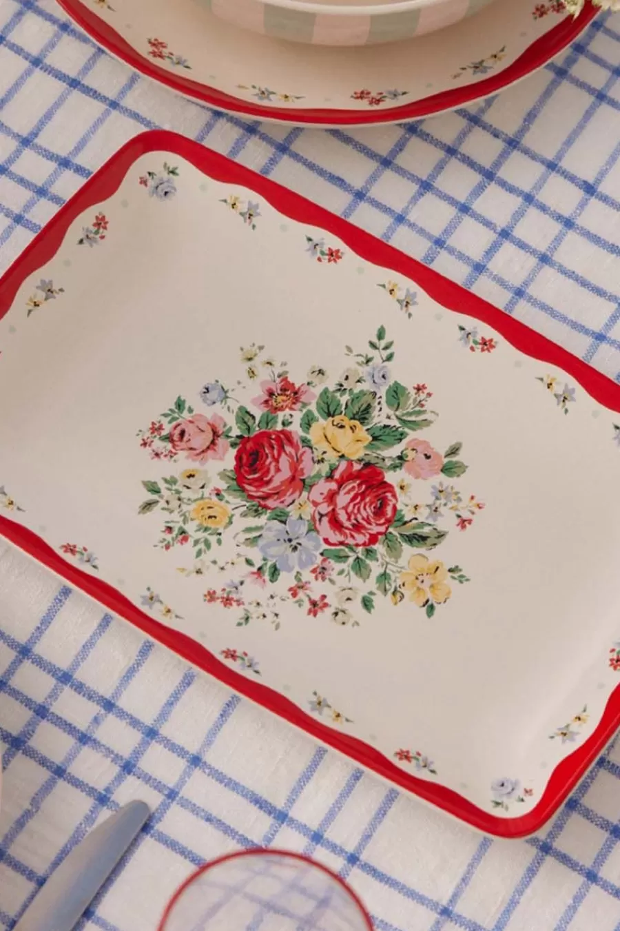 Cath Kidston HAMPSTEAD ROSE RECTANGULAR PLATTER Red Outlet