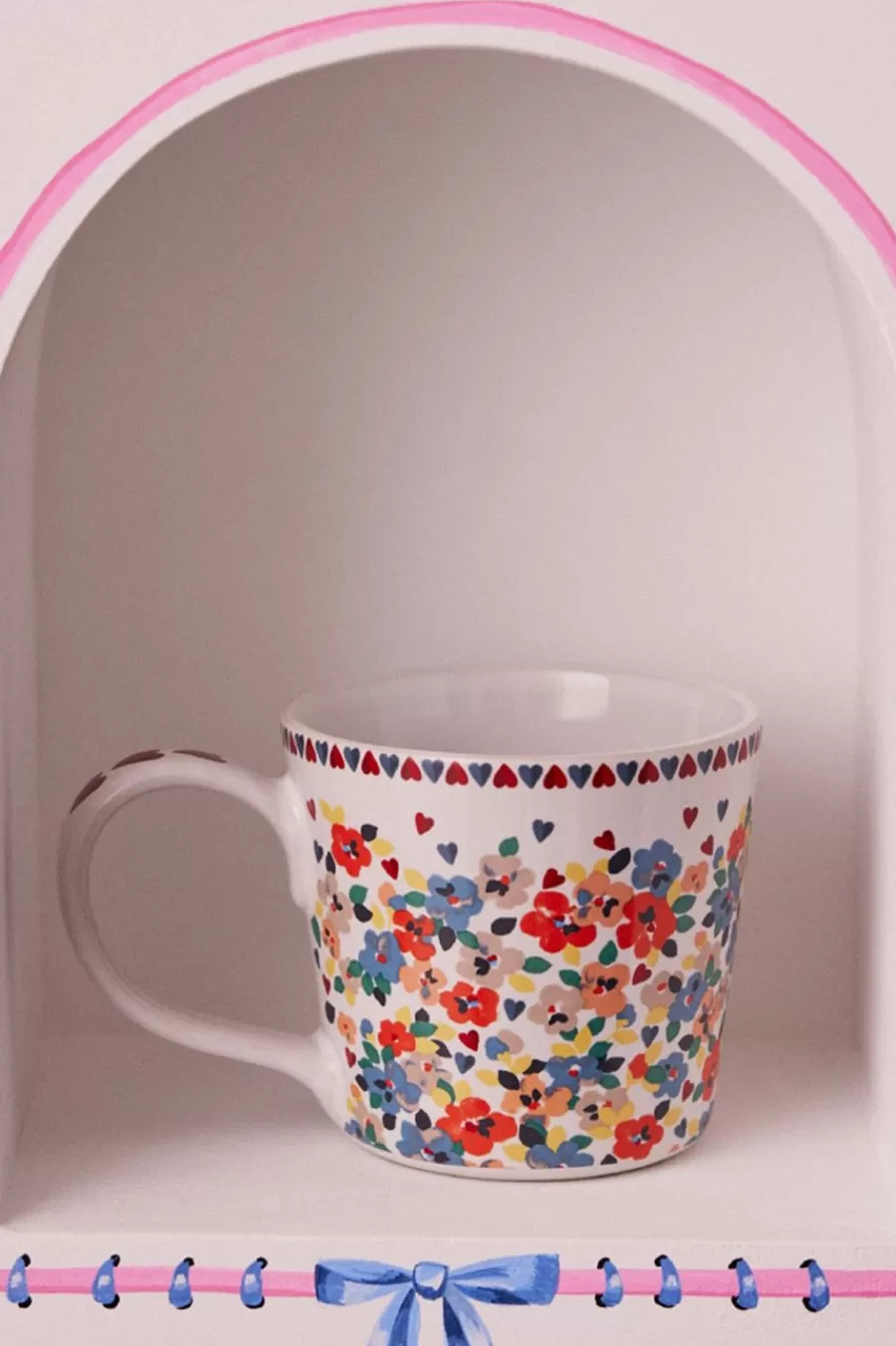 Cath Kidston PAINTED PANSIES DOLLY MUG Cream Outlet